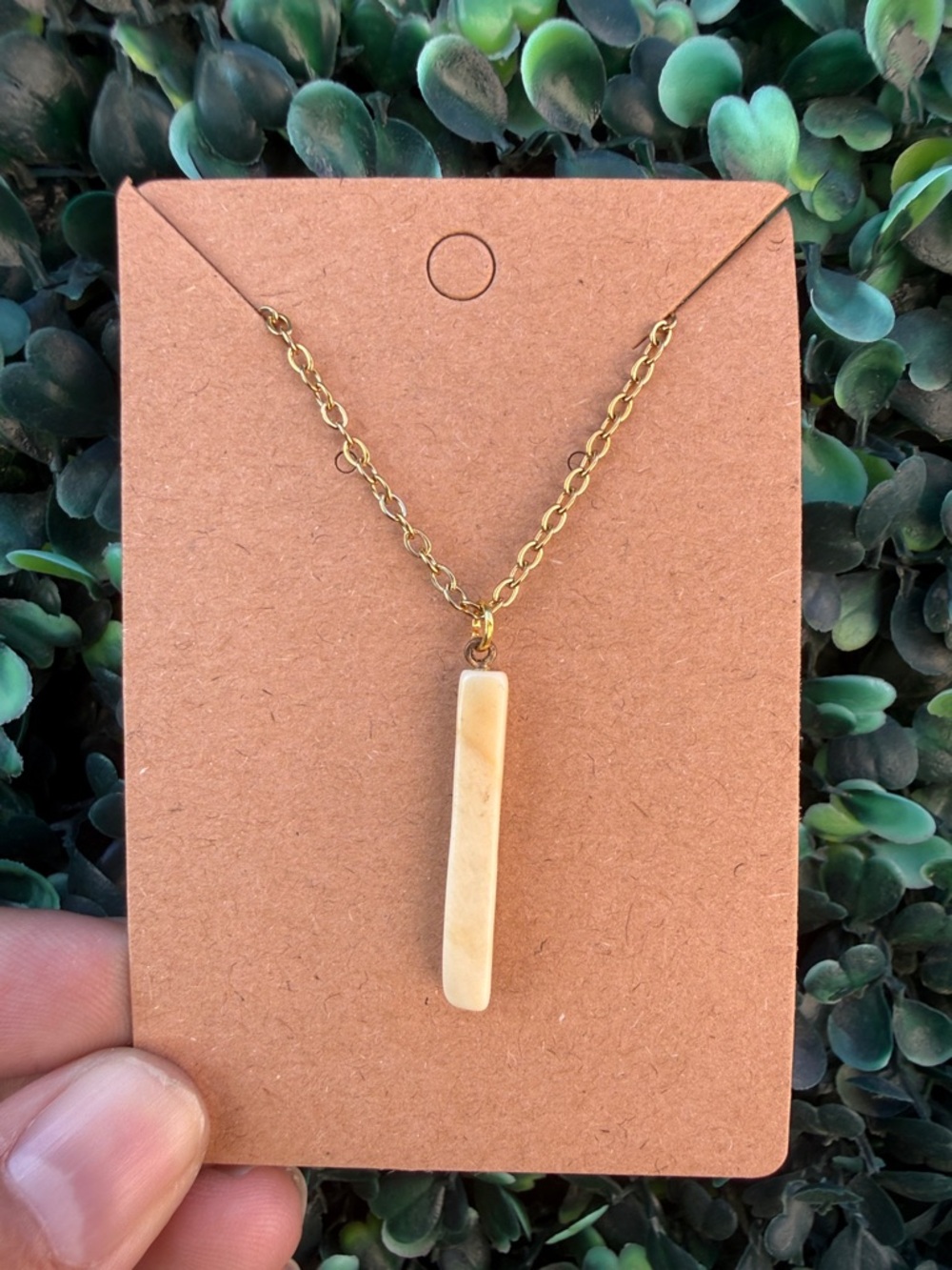 Bar Pendant Necklace in Cream Marble Tone - Women's Jewelry